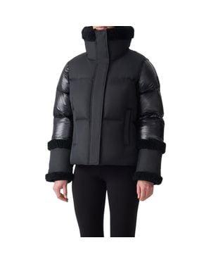 Mackage Lydana Down Jacket With Genuine Shearling Trim And Removable Bib - Black