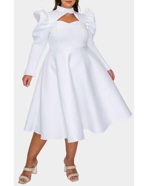 L I V D Isabella Neoprene Midi Dress - White