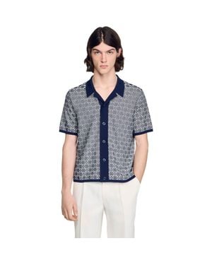 Sandro Square Cross Jacquard Shirt - Blue