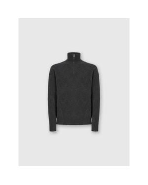 Missoni Half-Zip Sweater With Tone-On-Tone Zigzag Pattern - Black