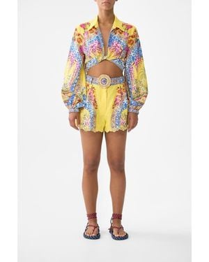 CAMILLA Cropped Wrap Shirt - Yellow