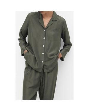 Mango Silk Pajama Shirt - Green