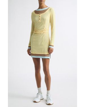 Siedres Lyna Long Sleeve Contrast Layered Minidress - Natural