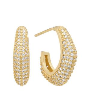 ATHRA LUXE Pavé V-Shape Hoop Earrings - Metallic