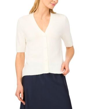 Halogen® Elbow Sleeve Cardigan - White