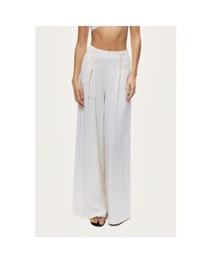 Nocturne Lace Up Wide Leg Pants - White