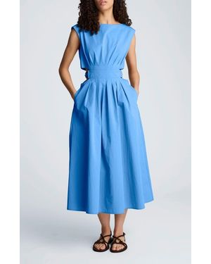 Kenneth Cole Cutout D-Ring Tie Back Midi Dress - Blue