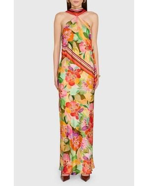 Amanda Uprichard Irena Floral Print Scarf Gown - Multicolor