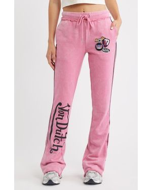 Von Dutch Low Rise Flared Raw Hem Sweatpants - Pink