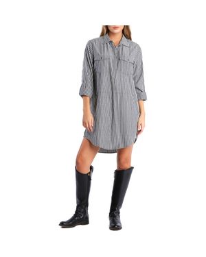 Billy T Jenifer Linen Blend Shirtdress - Gray