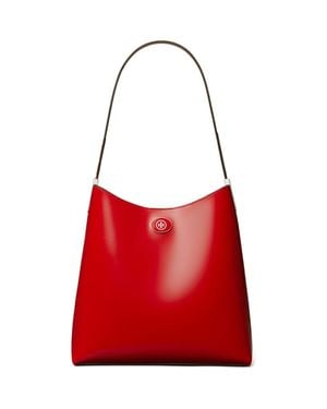 Tory Burch Robinson Spazzolato Leather Hobo Bag - Red