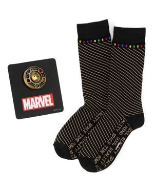 Cufflinks Inc. Infinity Stone Crew Socks & Lapel Pin Set - Black