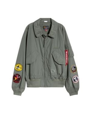 Alpha Industries Patch Detail Relaxed Fit Flight Jacket - Gray