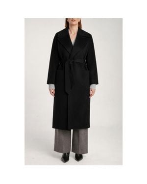 1982 Pure Cashmere Wrap Belted Midi Coat - Black