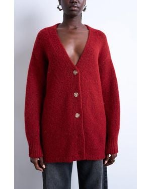 TOPSHOP Easy V-Neck Longline Cardigan - Red