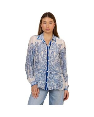 Hale Bob Quill Silk Top - Blue