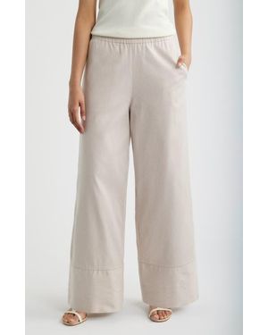 Bernardo Directional Pinstripe Wide Leg Cotton Blend Pants - Multicolor
