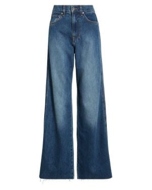 Veronica Beard Taylor Raw Hem High Waist Wide Leg Jeans - Blue