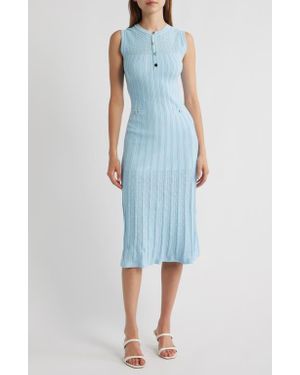 Lipsy Sleeveless Pointelle Rib Midi Dress - Blue