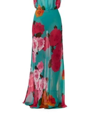 Naked Wardrobe Floral Print Chiffon Maxi Skirt - Red