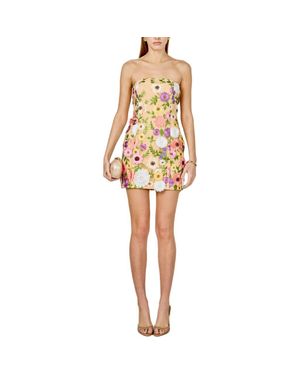 Endless Rose Floral Embroidered Strapless Minidress - Yellow