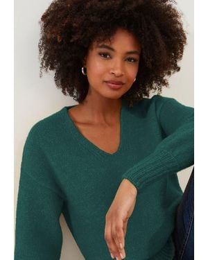 Joe Browns Cozy V-Neck Pullover Sweater - Green