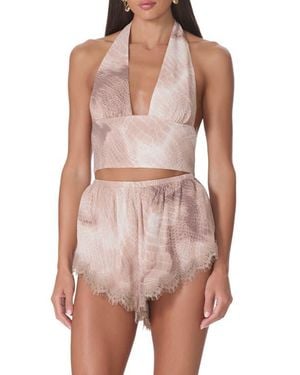 AFRM Sylas Plunge Halter Neck Crop Top - Pink