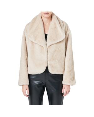 Endless Rose Oversize Lapel Faux Fur Jacket - Natural