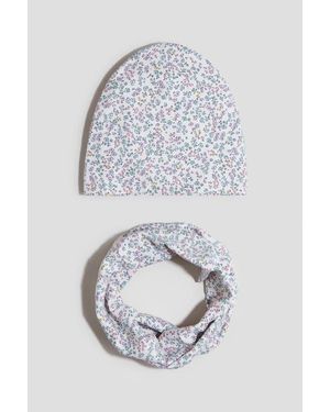 H&M 2-Piece Beanie And Tube Scarf Set - White