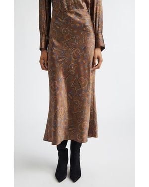 Veronica Beard Clover Bias Cut Silk Blend Skirt - Brown