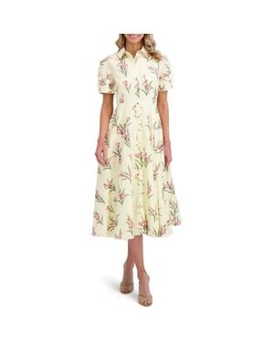 Ted Baker Floral Puff Sleeve Midi Shirtdress - Yellow