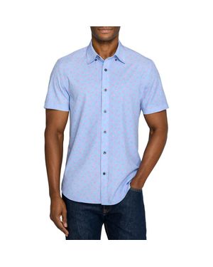 Con.struct Slim Fit Crustaceans Woven Short Sleeve Basic Shirt - Blue
