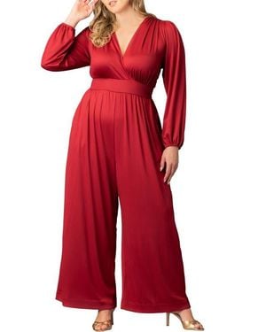 Kiyonna Brigitte Long Sleeve Jumpsuit - Red