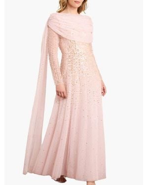 Needle & Thread Moonlight Sequin Draped Long Sleeve Gown - Pink