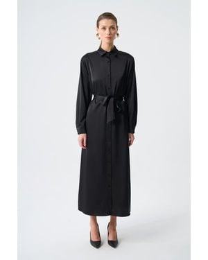 Mizalle Ellips Patterned Shirt Dress - Black