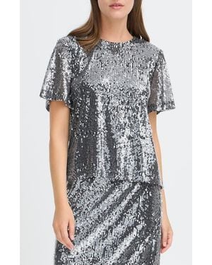 Ichi Ihprinca Sequin Shirt - Gray
