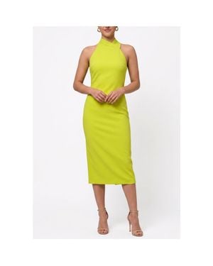 Rachel Roy Harland Crossover Halter Midi Dress - Yellow