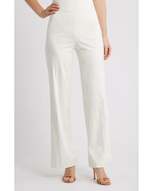 Anne Klein High Waist Wide Leg Pull-On Pants - White