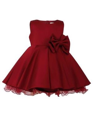 Tulle Bow Waist Dress - Red