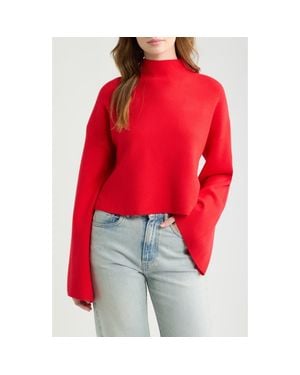 DELUC Chuck Crop Funnel Neck Sweater - Red