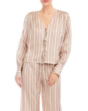 Fifteen Twenty Kayla Stripe Tie Front Shirt - Natural