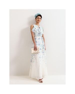 Phase Eight Rachel Floral Ruffle Detail Maxi Dress - White
