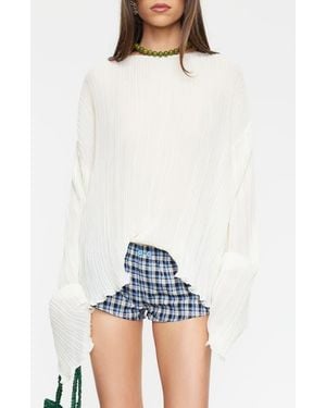 Lioness Nice Nights Pliss9 Bell Sleeve Top - White