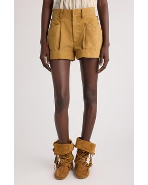 Isabel Marant Fairy Pleated Cuffed Cotton Shorts - Natural