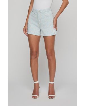 L'Agence Lissania Floral Stitch Denim Shorts - White