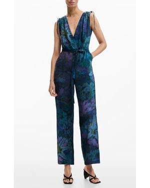 Desigual Abstract Floral Jumpsuit - Blue