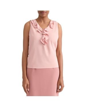 Kasper Ruffle Front Sleeveless Top - Pink