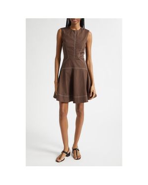 Veronica Beard Karrigan Sleeveless Stretch Cotton Minidress - Brown