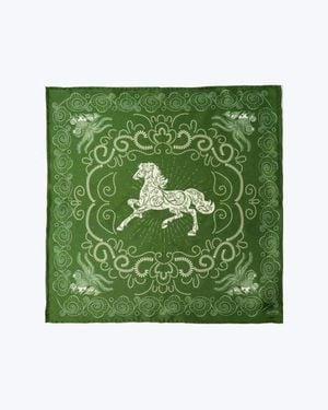 Knottery & Co Equestrian Dreams Silk Pocket Square - Green