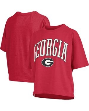 Pressbox Georgia Bulldogs Nelson Arch Over Logo Waist Length Oversized Slub T-Shirt - Red